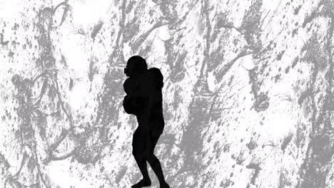 Animation-Der-Silhouette-Eines-Männlichen-American-Football-Spielers-über-Formen-Auf-Grauem-Hintergrund