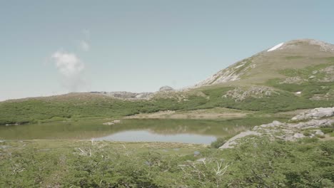 general view of a lagoon near a mountain