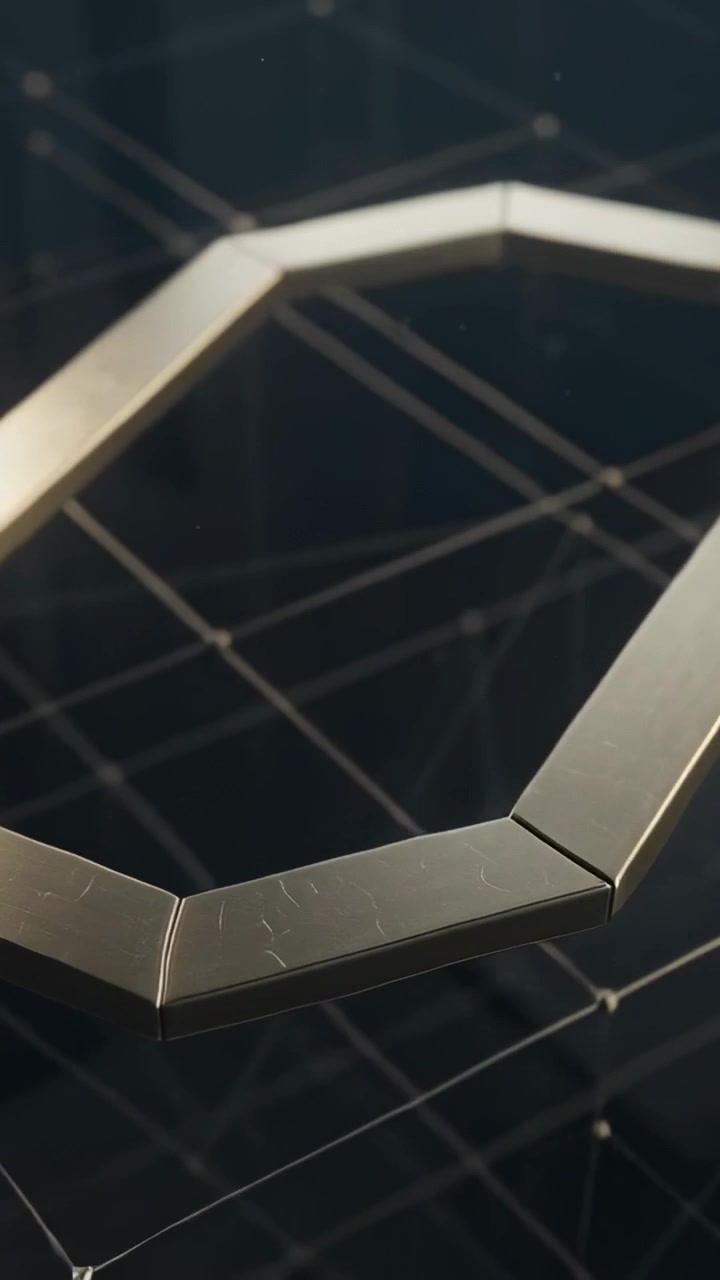 Vertical video: Camera pulling back, gold ring rotating on dark stage, showing wireframe and finish