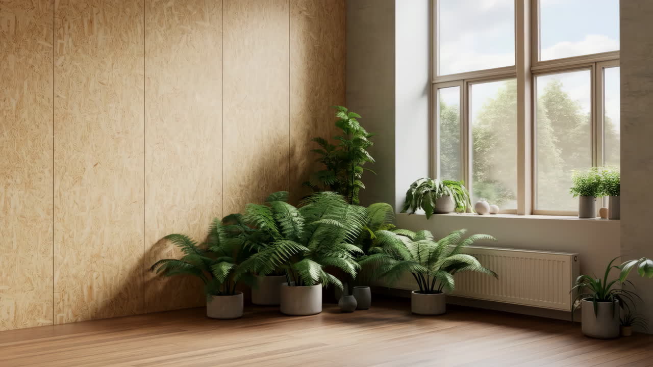 Interior with indoor plants by the window