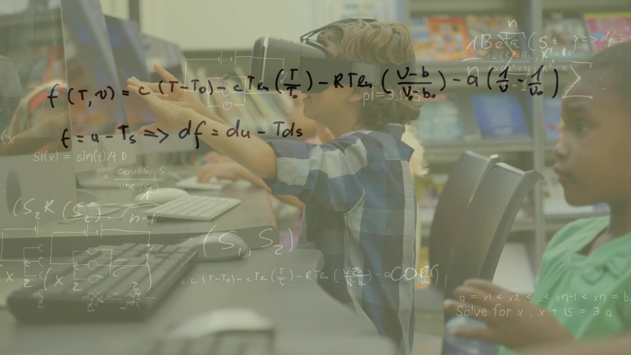 Animation of mathematical equations over diverse schoolchildren using vr headset