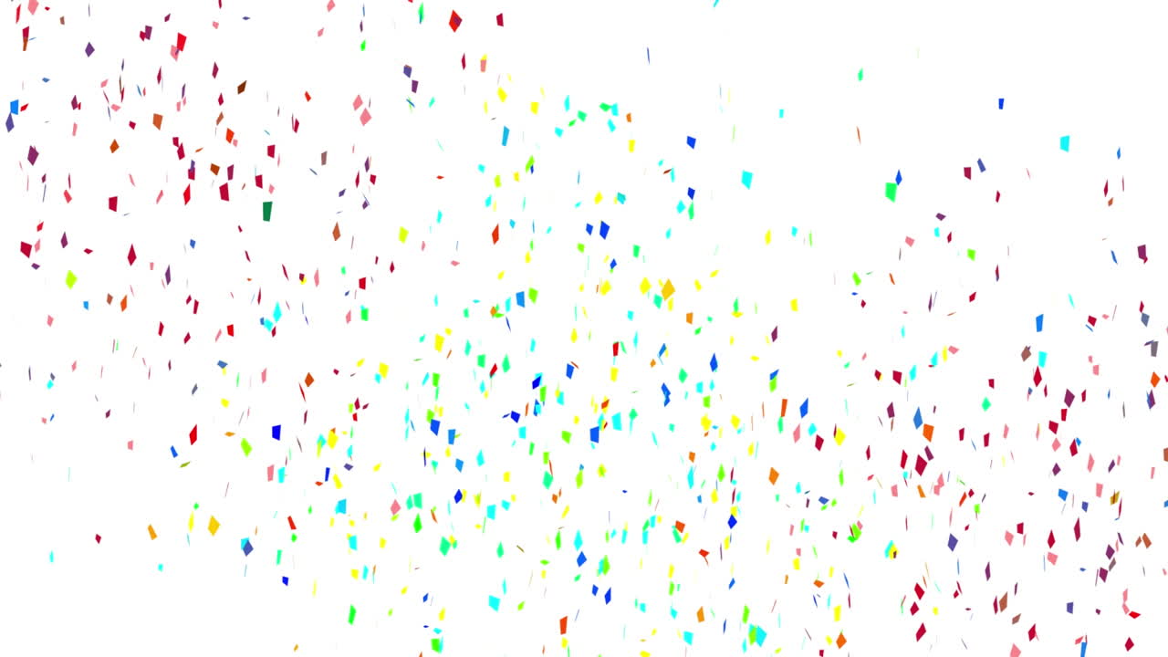 animación de confeti de colores sobre un fondo blanco