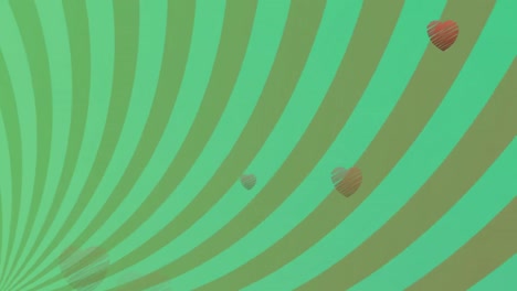 animation of hearts floating over rotating green background