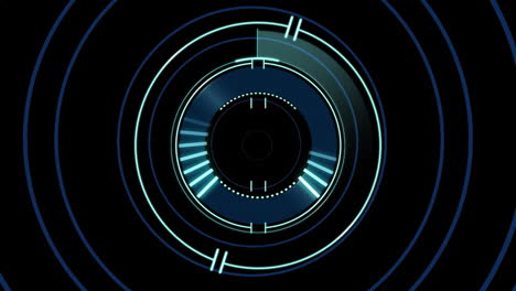 animation of scope scanning and data processing over dark background