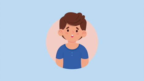 파란 셔츠를 입은 젊은 남자 애니메이션