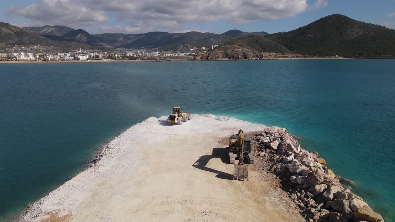 항구 건설 공중 전망