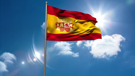 spain republic national flag waving on flagpole