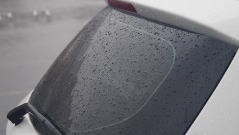 rain drops on car back window