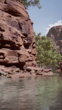 a beautiful view of a canyon and creek in the desert