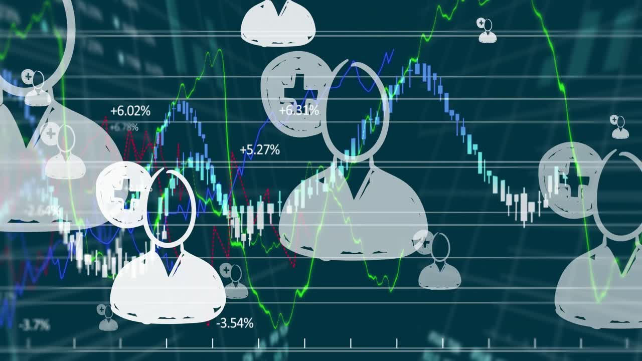 금융 데이터 처리에 대한 사람 아이콘의 애니메이션