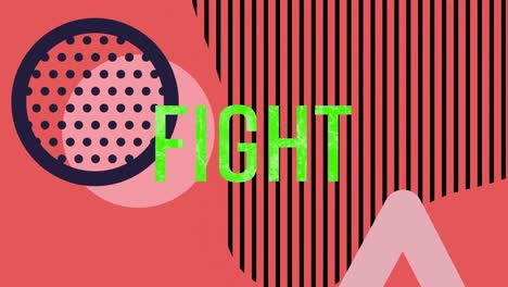 Digital-animation-of-green-fight-text-banner-against-abstract-shapes-on-red-background