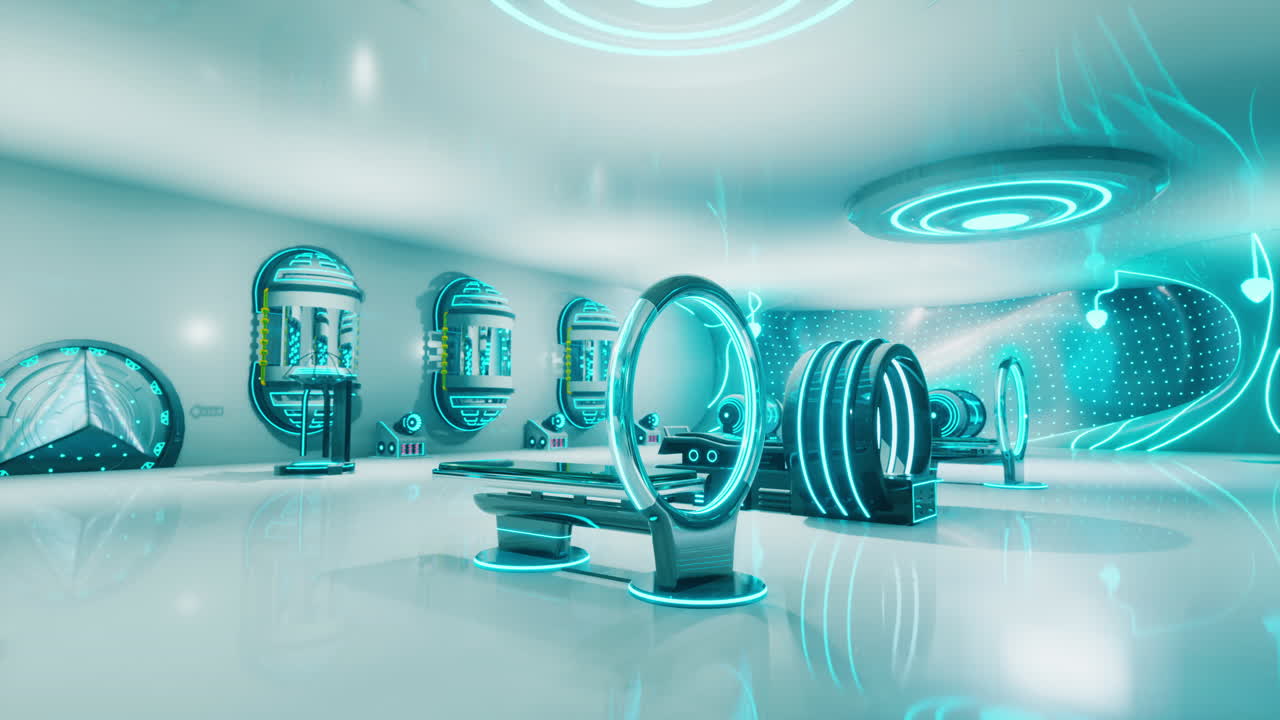 네온 조명이 있는 미래적인 방