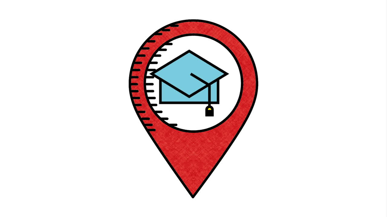 Graduation hat and gps icon design, Video Animation