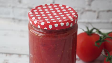 homemade tomato sauce in a jar