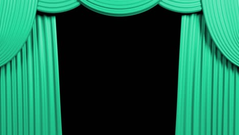 turquoise opening curtain with alfa background