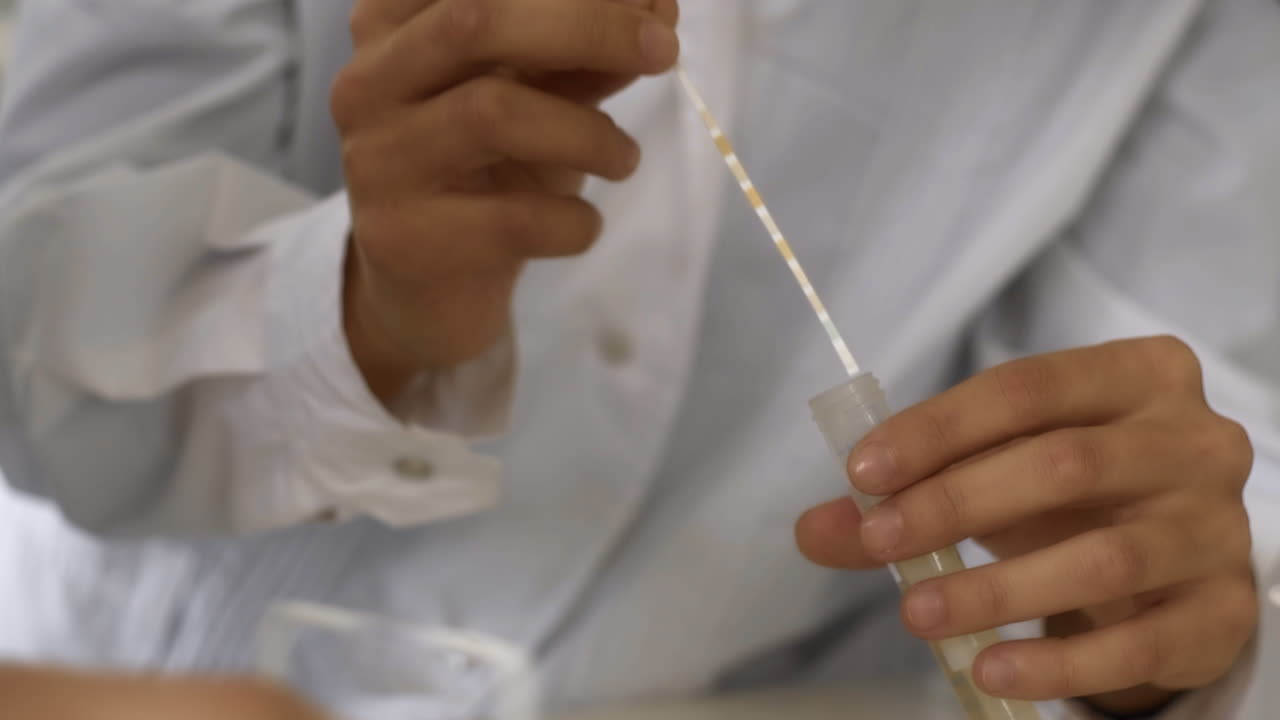 Scientist's Hands Performing Test in Laboratory