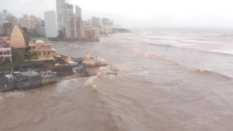 flying over the mumbai coast at high tide