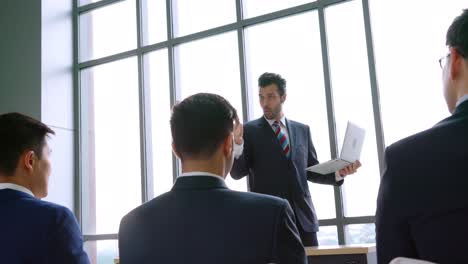 group of business people meeting in a seminar conference