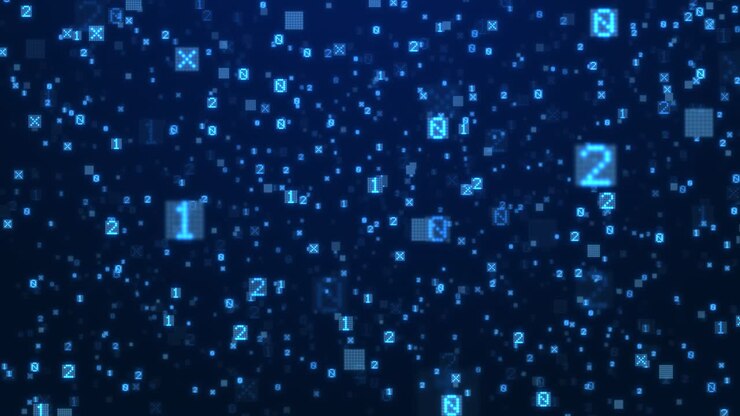 Binary Code Animation in Futuristic Blue Background