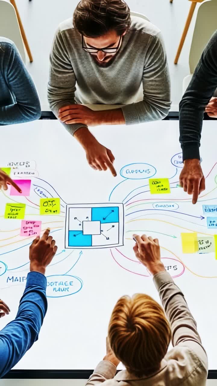 Collaborative Mind Mapping Session: Generating Ideas and Strategies Through Visual Organization and Creative Thinking in a Group Setting