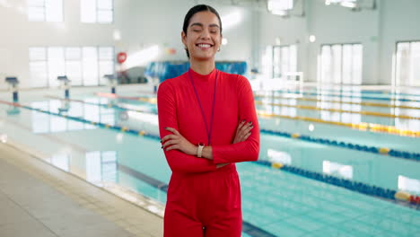 lifeguard at indoor swimming pool