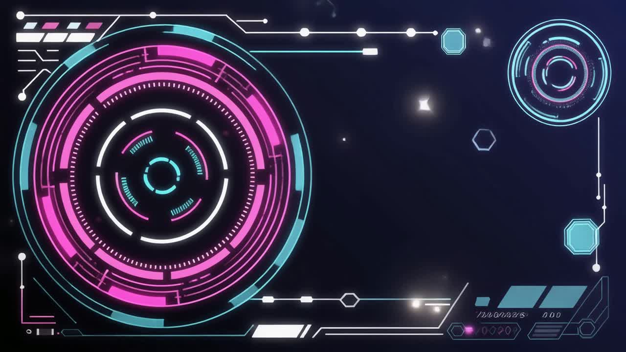 Futuristic Digital Interface with Glowing Neon Elements