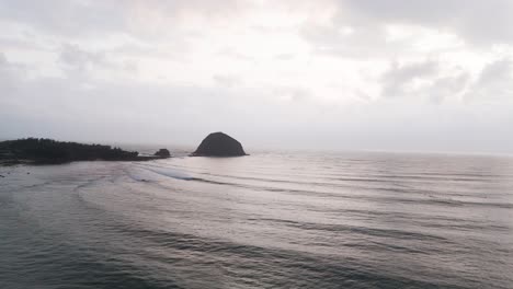 Aerial View Dolly of the Yen Beach in the Morning.