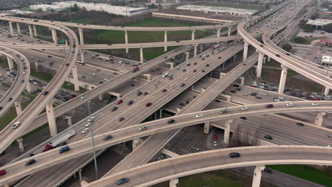 establishing aerial shot of i-10 west freeway in houston