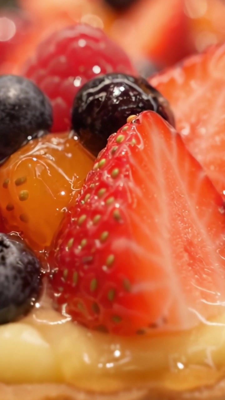 Delicious Fruit Tart Featuring Colorful Berries and Glazed Strawberries, Perfectly Baked with a Creamy Filling for a Sweet Dessert Delight