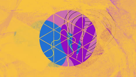 animación de marco naranja y formas coloridas sobre fondo rosa