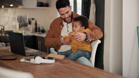 father and child enjoying time together at home