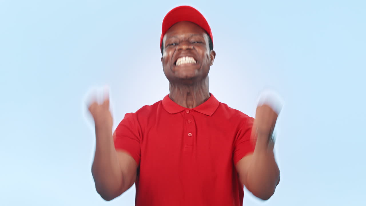 Celebration, happy and face of black man