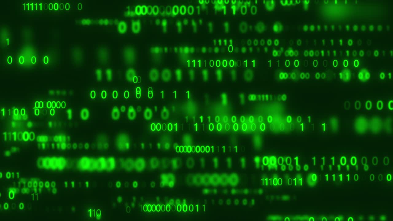 pantalla de color verde con código de texto digital