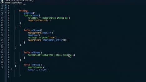 closeup of a programmer writing code in a text editor on screen