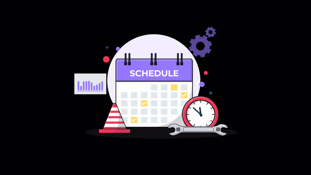 Planning and Scheduling Concept with Calendar and Clock Animation