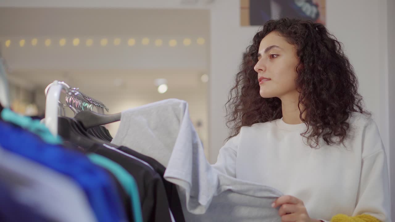 mujer comprando ropa en una tienda