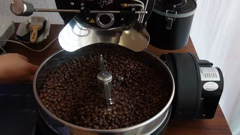 slow motion shot of freshly roasted mexican coffee