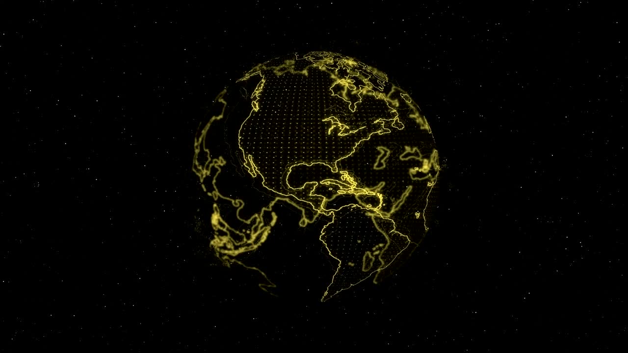 video en 4k. la tierra gira. el planeta tierra en movimiento. el mapa del mundo sobre fondo negro. efecto de iluminación