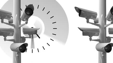 reloj que se mueve y cámaras de cctv