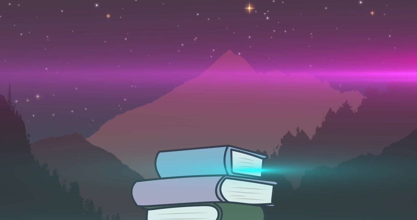 Animation af snefald over animation om natten