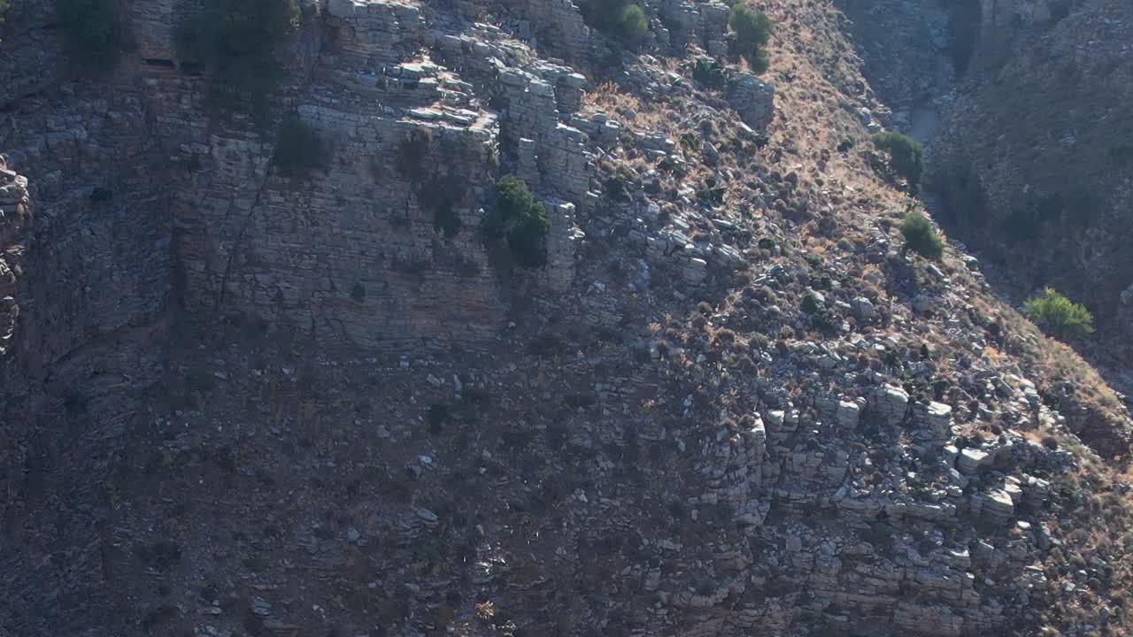 Aerial view of rocky terrain in Greece showcasing natural landscape details