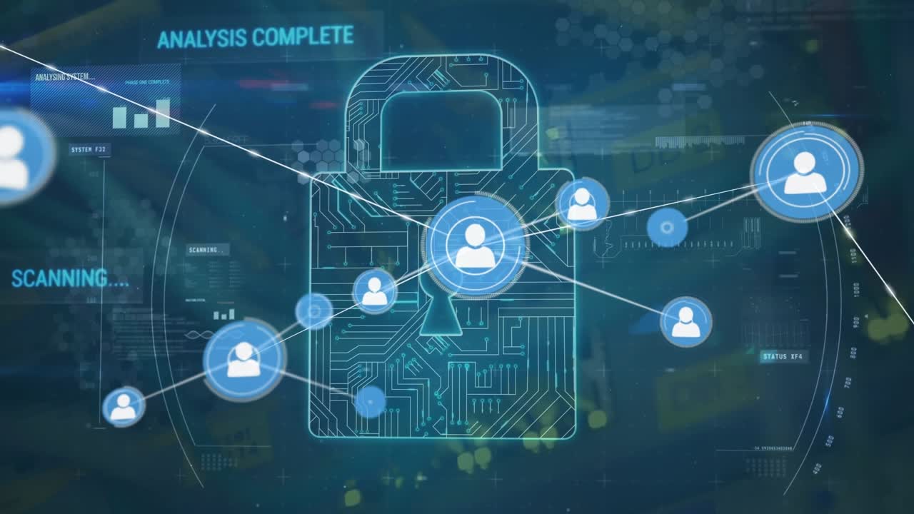 Animation of data processing over padlock