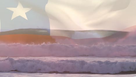 Animation-Der-Chilenischen-Flagge,-Die-über-Wellen-Im-Meer-Weht