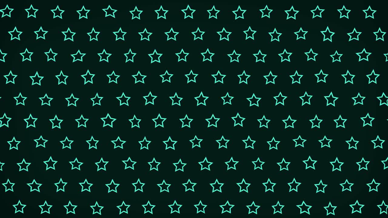 Slow moving stroked outlined star shapes with geometric patterns glowing and flashing on dark gradient background visual effects dynamic motion graphics abstract lines colours teal cyan aqua