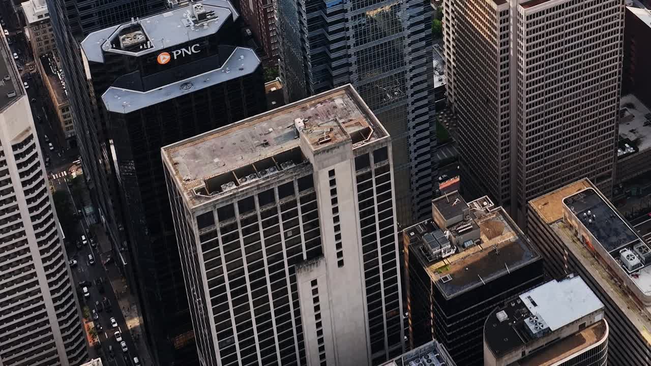 Aerial view of downtown Philadelphia highlights modern architecture