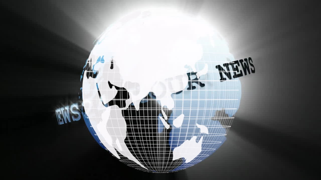 Rotating globe with grid lines and YOUR HOUR text animation