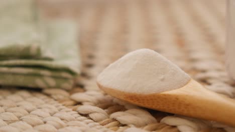 white powder on wooden spoon