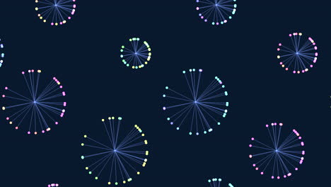 Colorful spiral of circles on dark background