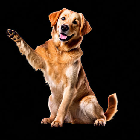 friendly dog waving paw animation isolated asset, transparent 4k video, alpha channel, prores 4444