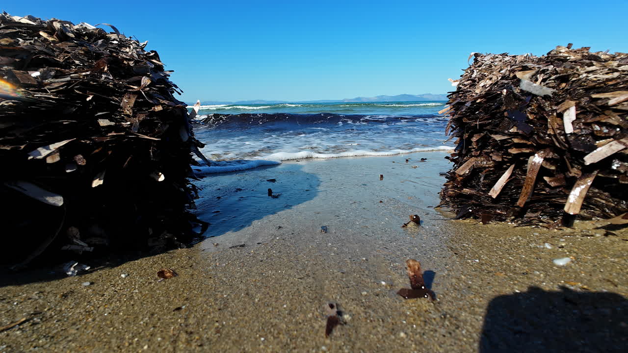 바가 풍경, 부드러운 파도가 모래 연안에 어져 큰 해조류 어리